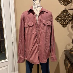 Shirt button down long sleeve WRANGLER front chest pockets brick red medium Sz M